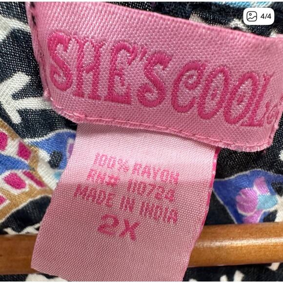 She’s Cool Women’s Tunic Top 2X – Paisley Boho Print, Rayon, Made in India - Picture 5 of 5